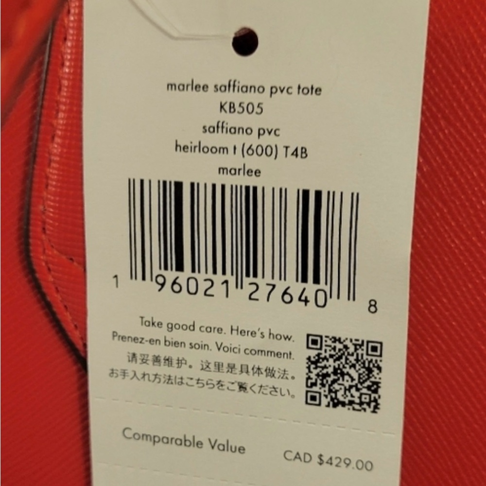 Kate Spade Marlee Red Tote with blue Crab bag charm NWT - Picture 11 of 11